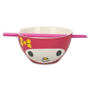 My Melody Character Face 6” 20 oz Ramen Bowl With Chopsticks NEW